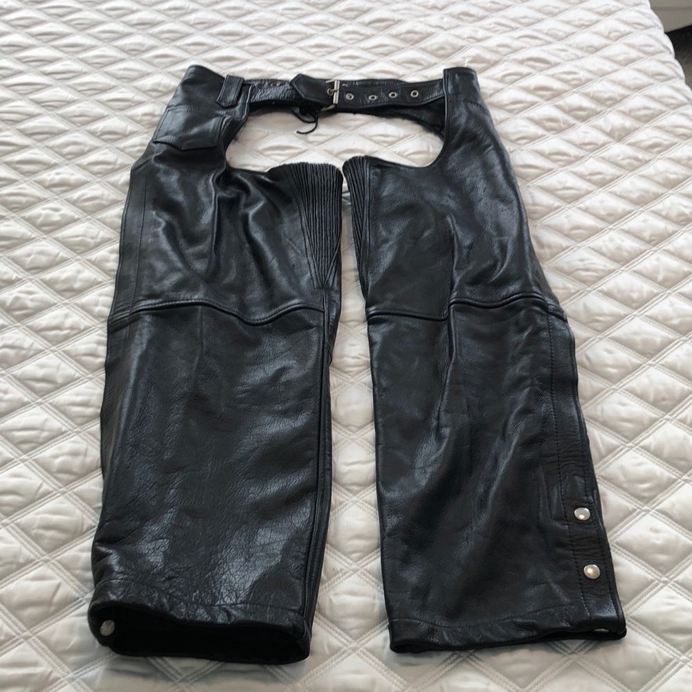 Xelement Leather Motorcycle Chaps Women 10 Lined Adj. Belt Biker Riding Y2K